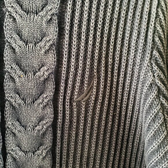 Nautica Vintage Mens Faded Blue Chunky Cable Knit Crewneck Sweater | Small - Picture 7 of 7